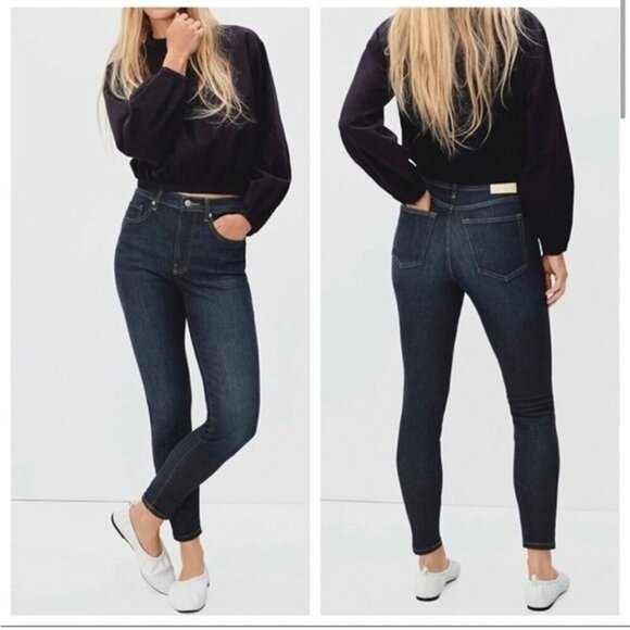 Everlane Women's size 26 The High Rise Skinny Ankle Stretch Jean Dark Wash - Picture 1 of 14